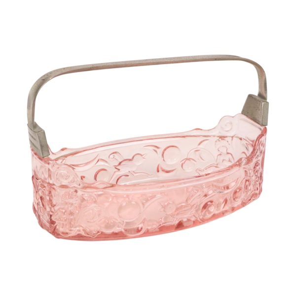 Franse Roze Jardinière Schaal Cherubijnen Vogels Depression Glass