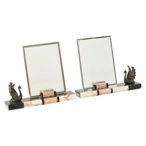 Set Grote Marmeren Art Deco Fotolijsten met Vogels Jaren 30