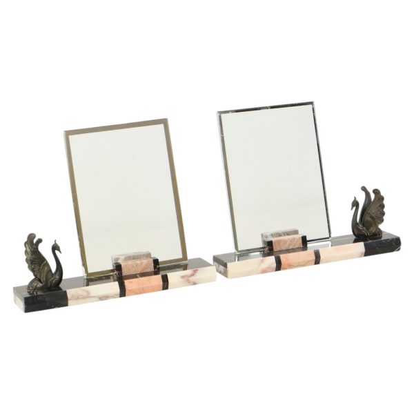 Set Grote Marmeren Art Deco Fotolijsten met Vogels Jaren 30