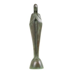 Art Deco Maria Beeld Gepatineerd Brons Jac Van Vlijmen 31cm