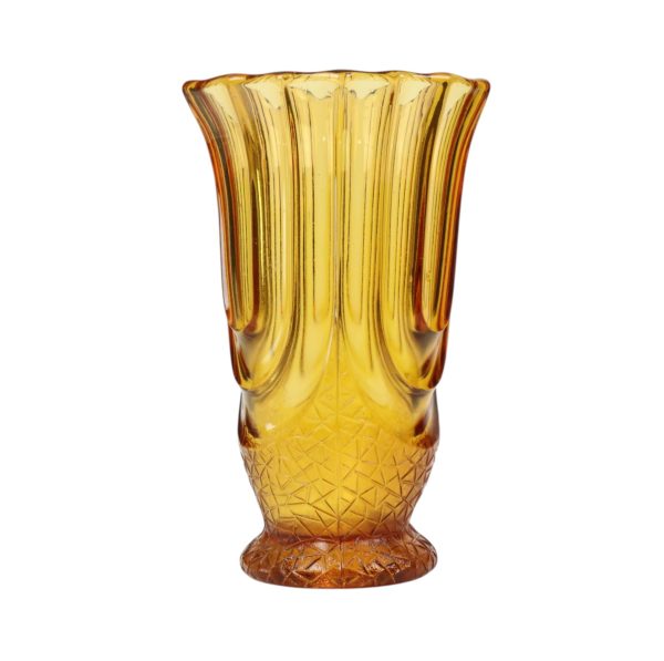 Amberkleurige Art Deco Vaas Luxor Scailmont Henri Heemskerk